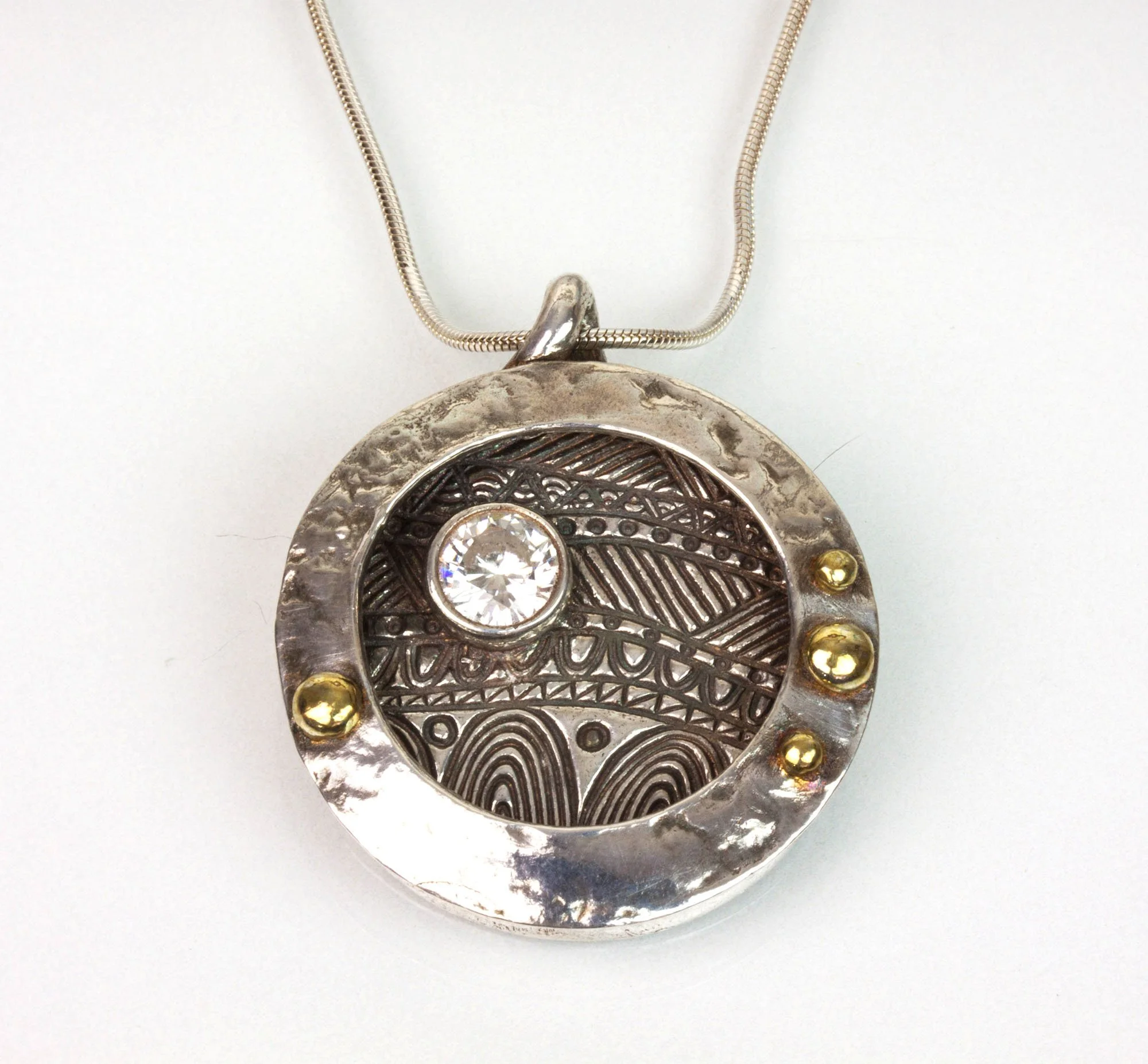 Silver and Gold Shadow Box Pendant — Some Girls Jewelry by